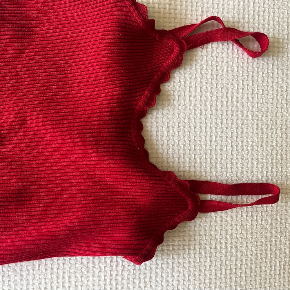 Red Ribbed Tank Top - Picture 2 of 6